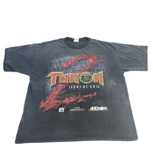 Turok 2 N64 Promo T Shirt Size Large Seeds Of Evil - RARE, Black Short-sleeve